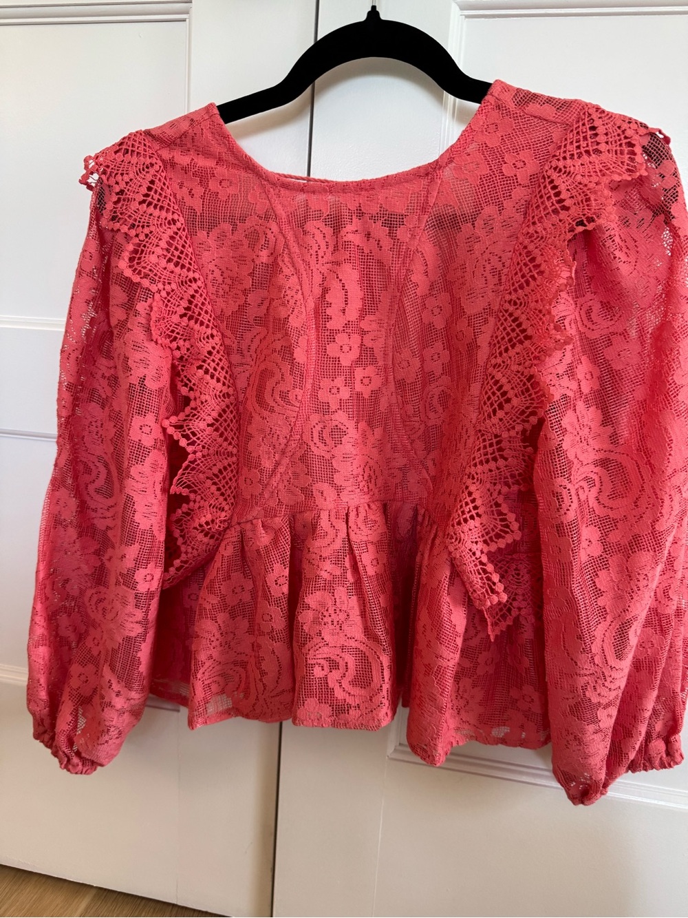 Aqua Coral Lace Peplum Blouse